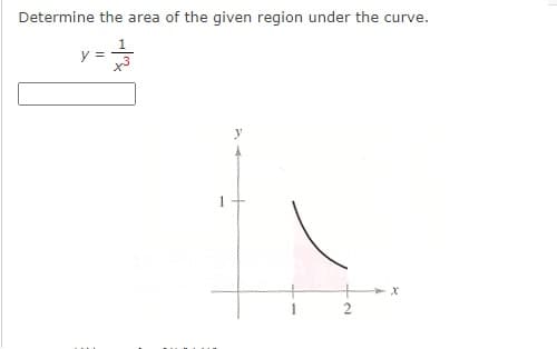 Determine the area of the given region under the curve.
2
