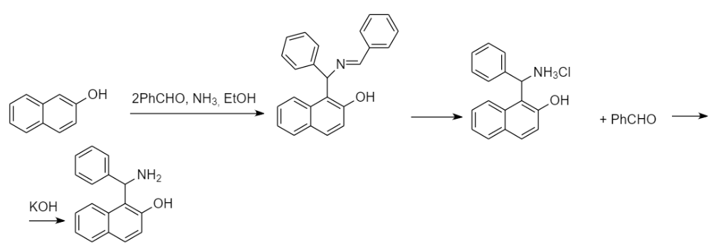 КОН
OH 2PhCHO, NH3, EtOH
NH₂
OH
одно
OH
NH3CI
ОН
+ PhCHO