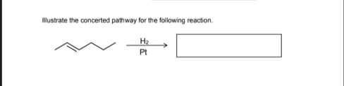 Ilustrate the concerted pathway for the folowing reaction.
H2
Pt
