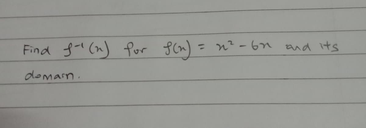 Find f-l (n) for 8cn) =
n2-6n and its
%3D
domarn.
