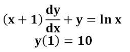 dy
(x + 1)+ y = In x
dx
У(1) 3D 10
