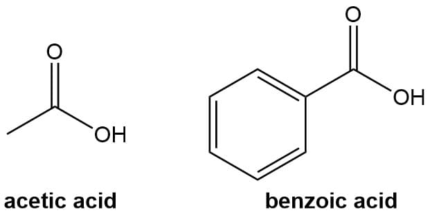 ОН
acetic acid
ОН
benzoic acid
