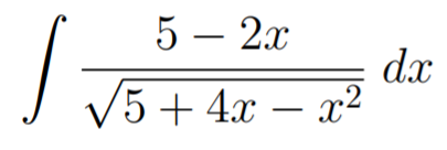 2x
dx
V5 + 4x – x²
