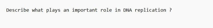 Describe what plays an important role in DNA replication ?