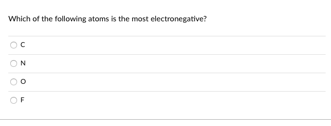 Which of the following atoms is the most electronegative?
