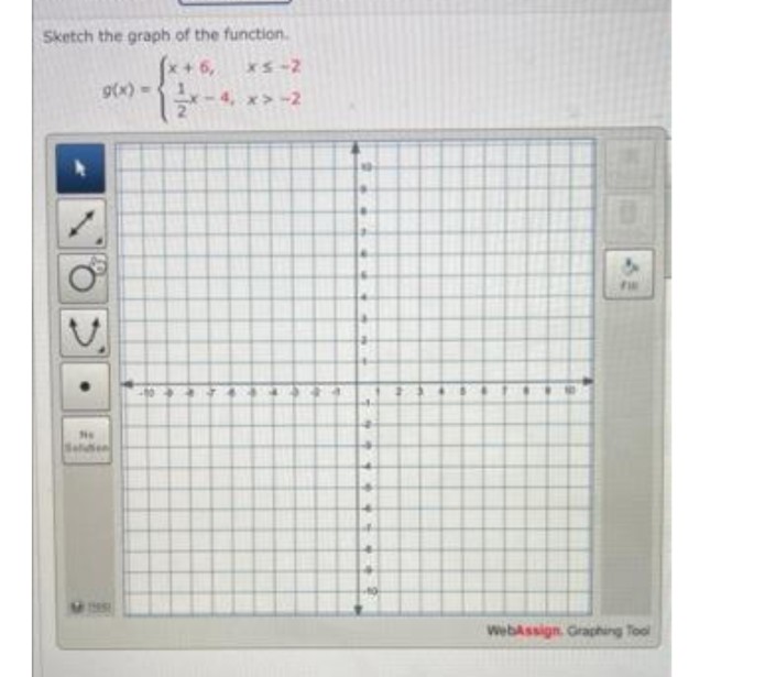 Sketch the graph of the function.
6,
g(x)=1
4, x>-2
2
Mo
1991
FIR
WebAssign, Graphing Tool