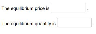 The equilibrium price is
The equilibrium quantity is
