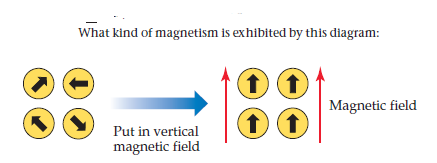 What kind of magnetism is exhibited by this diagram:
Magnetic field
Put in vertical
magnetic field
