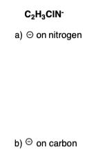 C2H3CIN-
a) O on nitrogen
b) © on carbon
