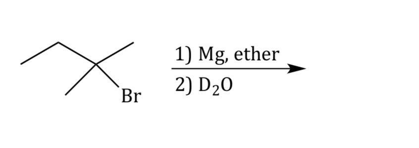 1) Mg, ether
2) D20
Br
