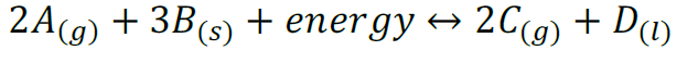 2A(g) + 3B(s) + energy → 2Cg) + D1)
