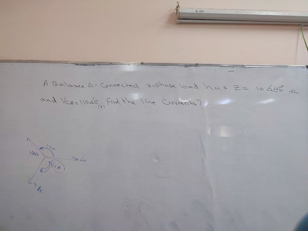 \oS4で
A Balance A-Connected 3-phase load has z=
and VeAzll00 Find the line Currents?
(Y)
VAB
