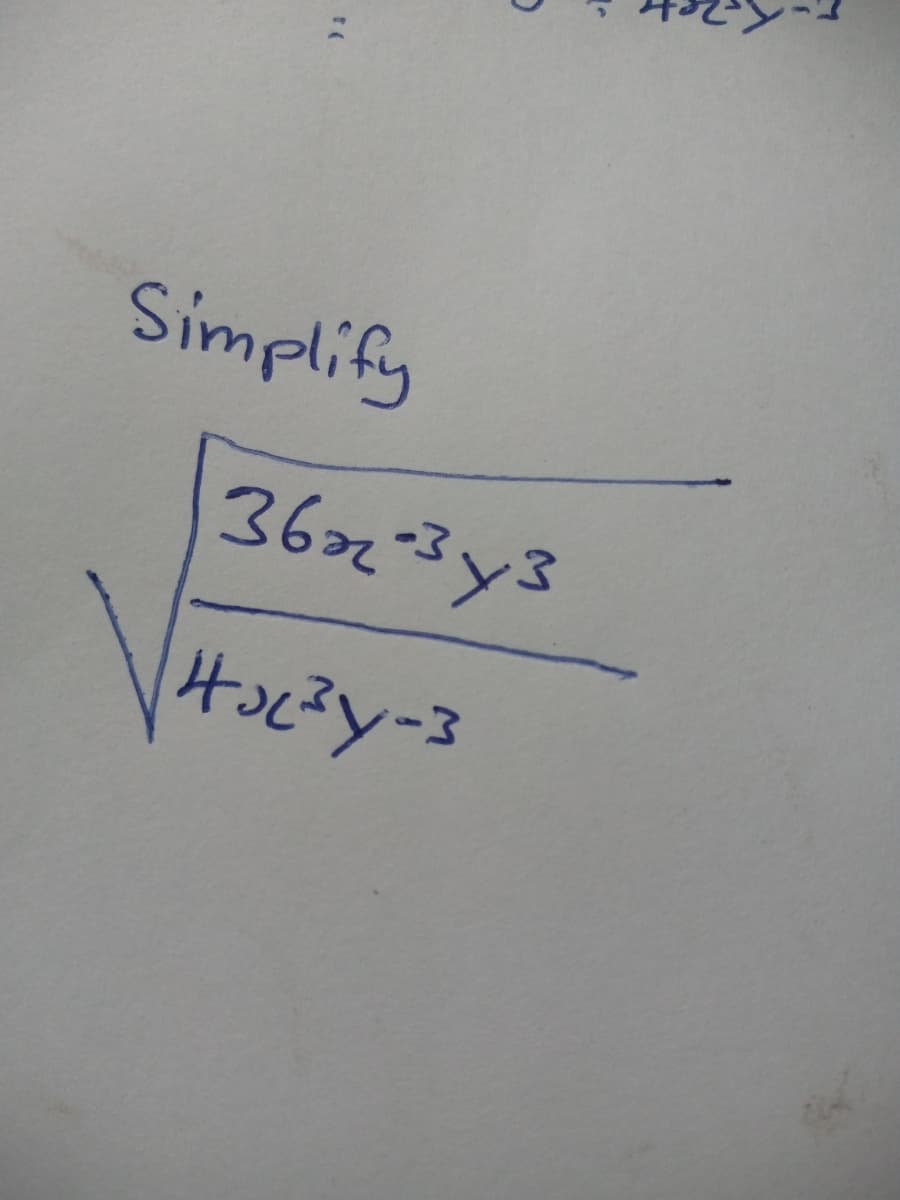 Simplify
362-3y3
Hoczy-3
