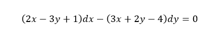 (2х — Зу + 1)dх — (3х + 2у — 4)dy 3 0

