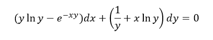 1
(ylny - e-xy) dx + -
+xlny) dy = 0