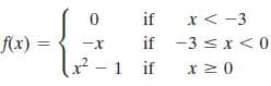 x< -3
if -3 sx < 0
- 1 if
if
f(x) =
ーX
x 20
