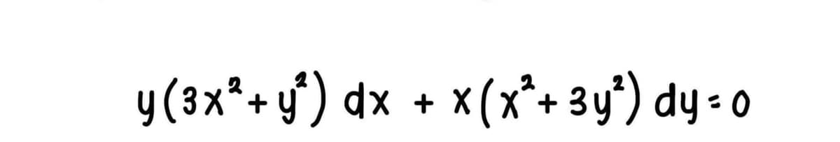 y (3x² + y²) dx + x(x²+ 3y³) dy = 0