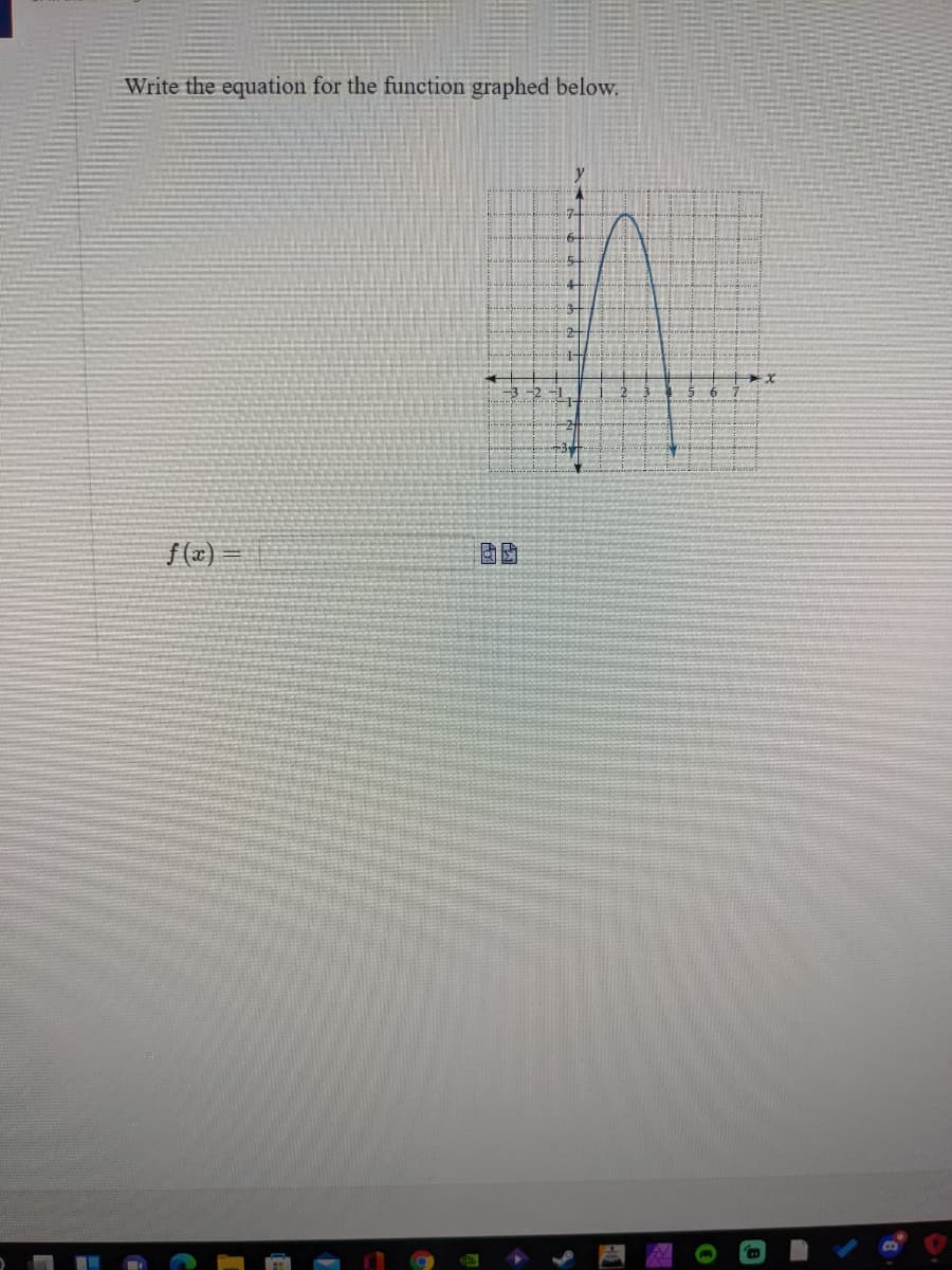 Write the equation for the function graphed below.
f(x) =
