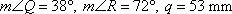 mLQ mZR = 72°, q = 53 mm
= 38°,
zur
