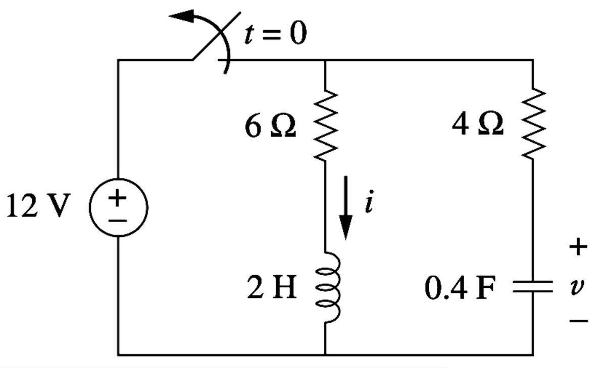 t = 0
12 V
+
+
2 H
0.4 F
