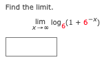 Find the limit.
lim log,(1 + 6*)
