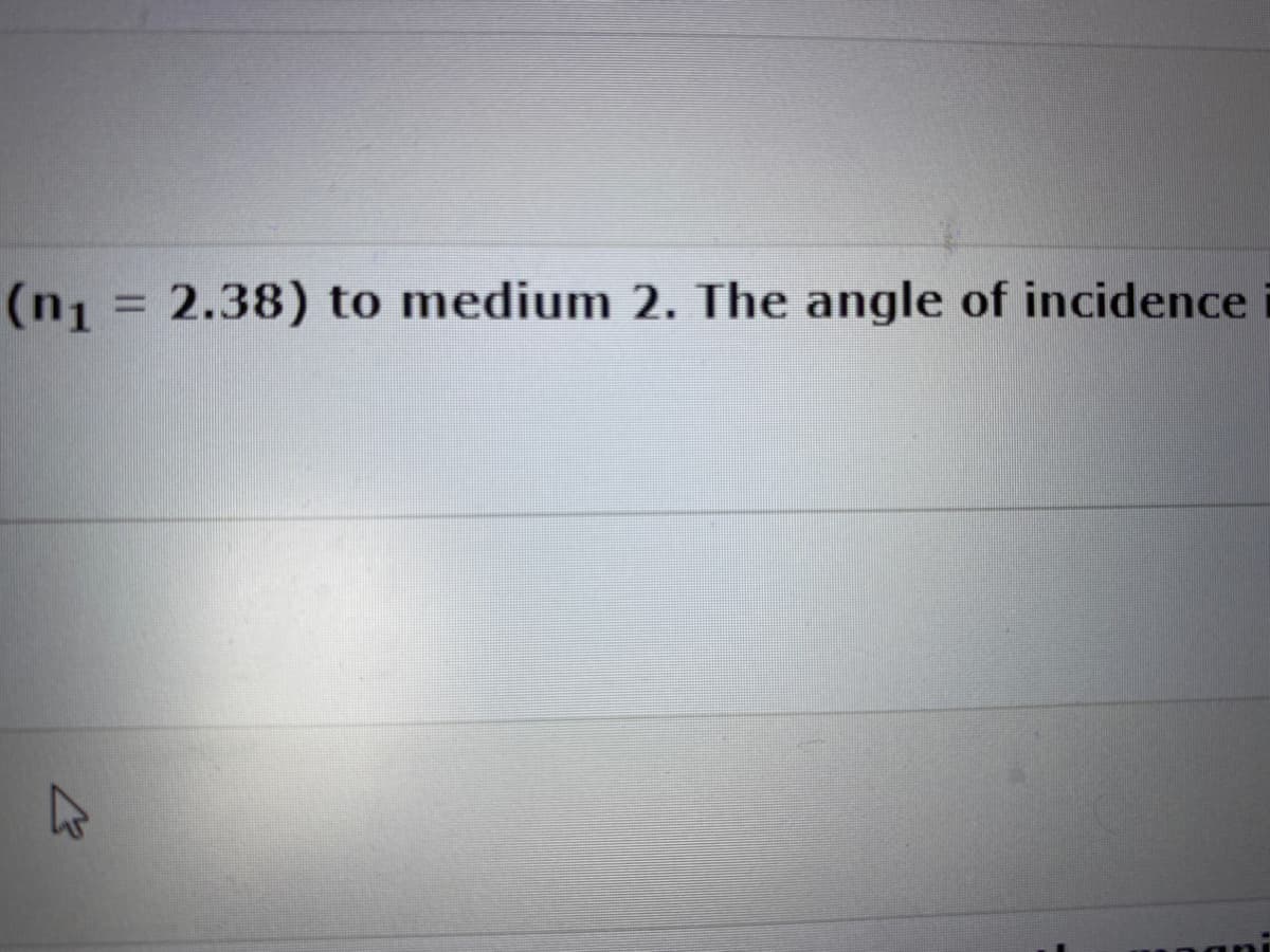 (n₁ = 2.38) to medium 2. The angle of incidence