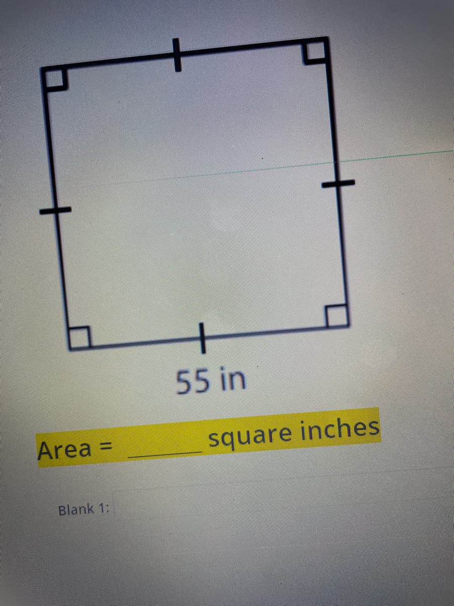 55 in
Area =
square inches
Blank 1:
