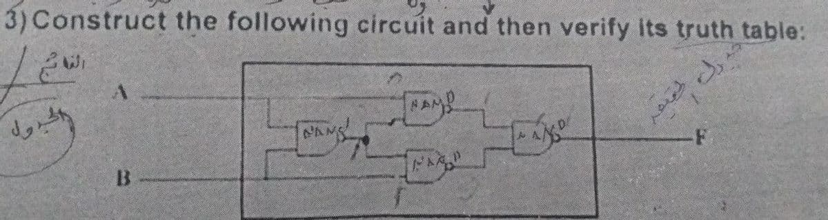 3) Construct the following circuit and then verify its truth table:
AMP
NAMS
-F
B

