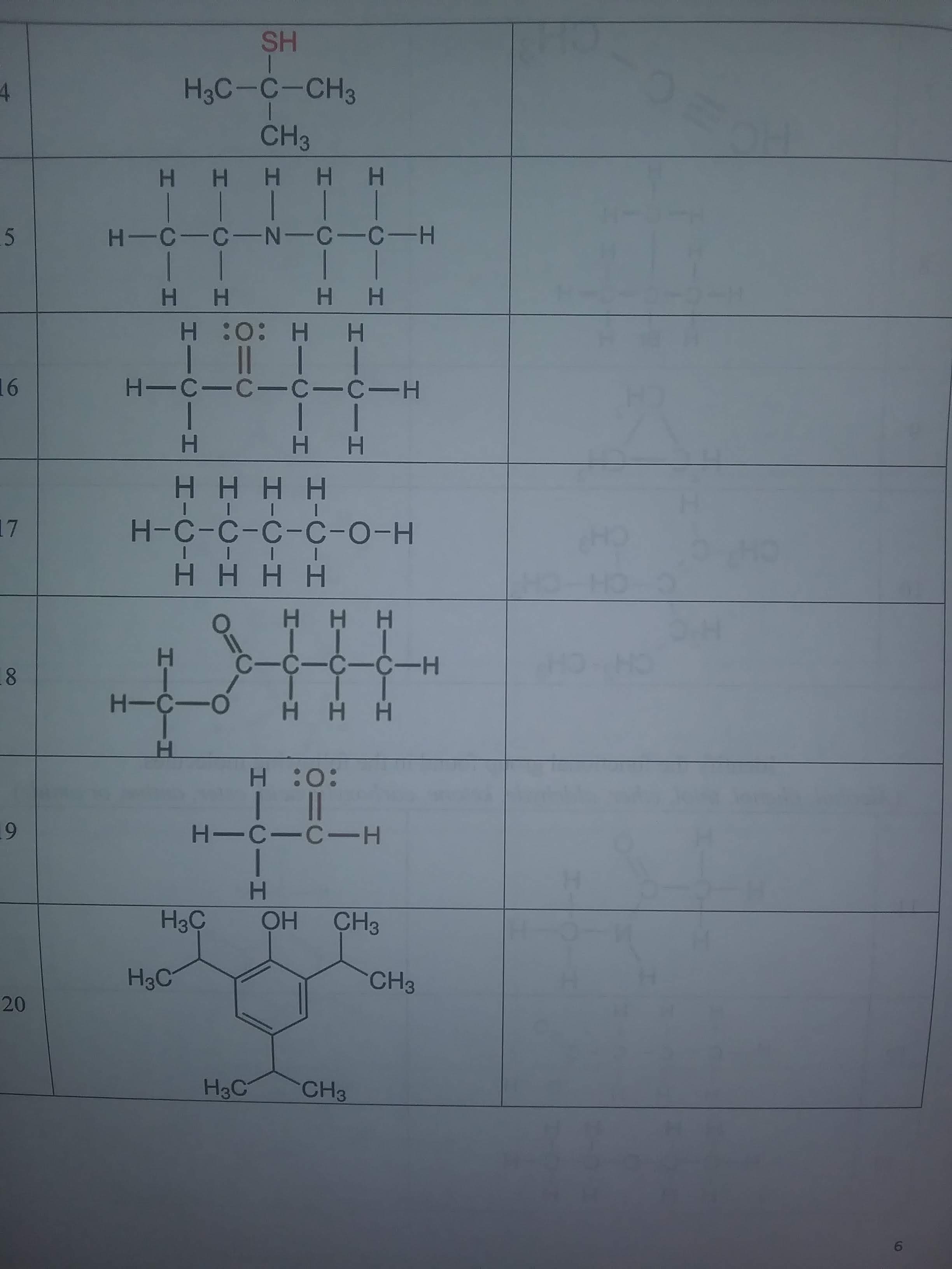 SH
H3C-C-CH3
CH3
H H HH
H.
H-C-C-N-C-C-H
H H
н :0: Н н
| || |
H-C-C-C-C-H
H H
H H
Η Η Η Η
II I I
Н-С-с-с-С-о-н
| III
Η Η Η Η
H H H
C-C-C-C-H
H-C-O
H H H
H :0:
H-C-C-H
OH
CH3
H3C
CH3
H&C
CH3
HIC
