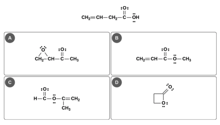 :0:
CH2=CH-CH2-C-ÖH
в
A
:0:
:0:
II
CH2=CH-C-ô-CH,
CH2- CH-C- CH3
:0:
:0:
H-C-ö-c=CH2
O:
CH3
