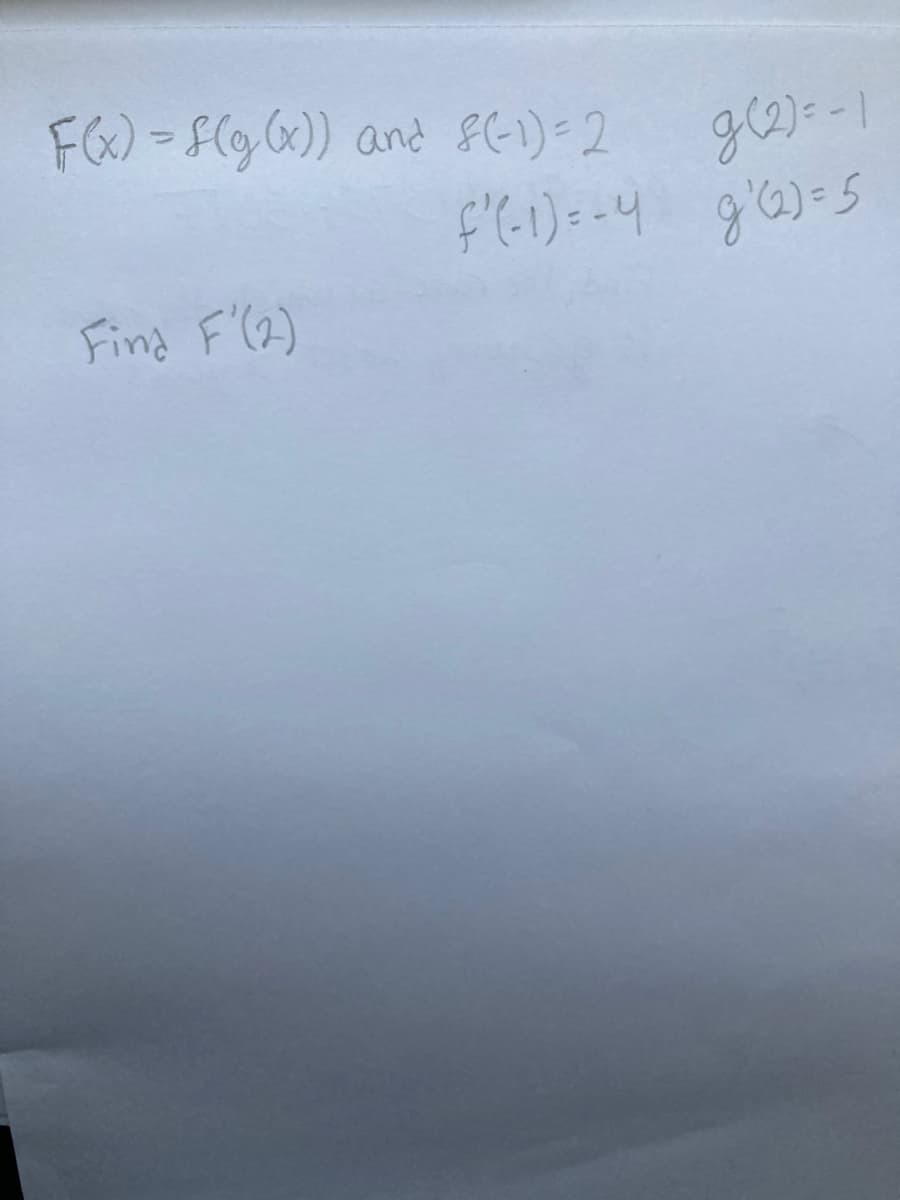 FG) =F(g,6)) and S61)= 2
Find F'(2)
