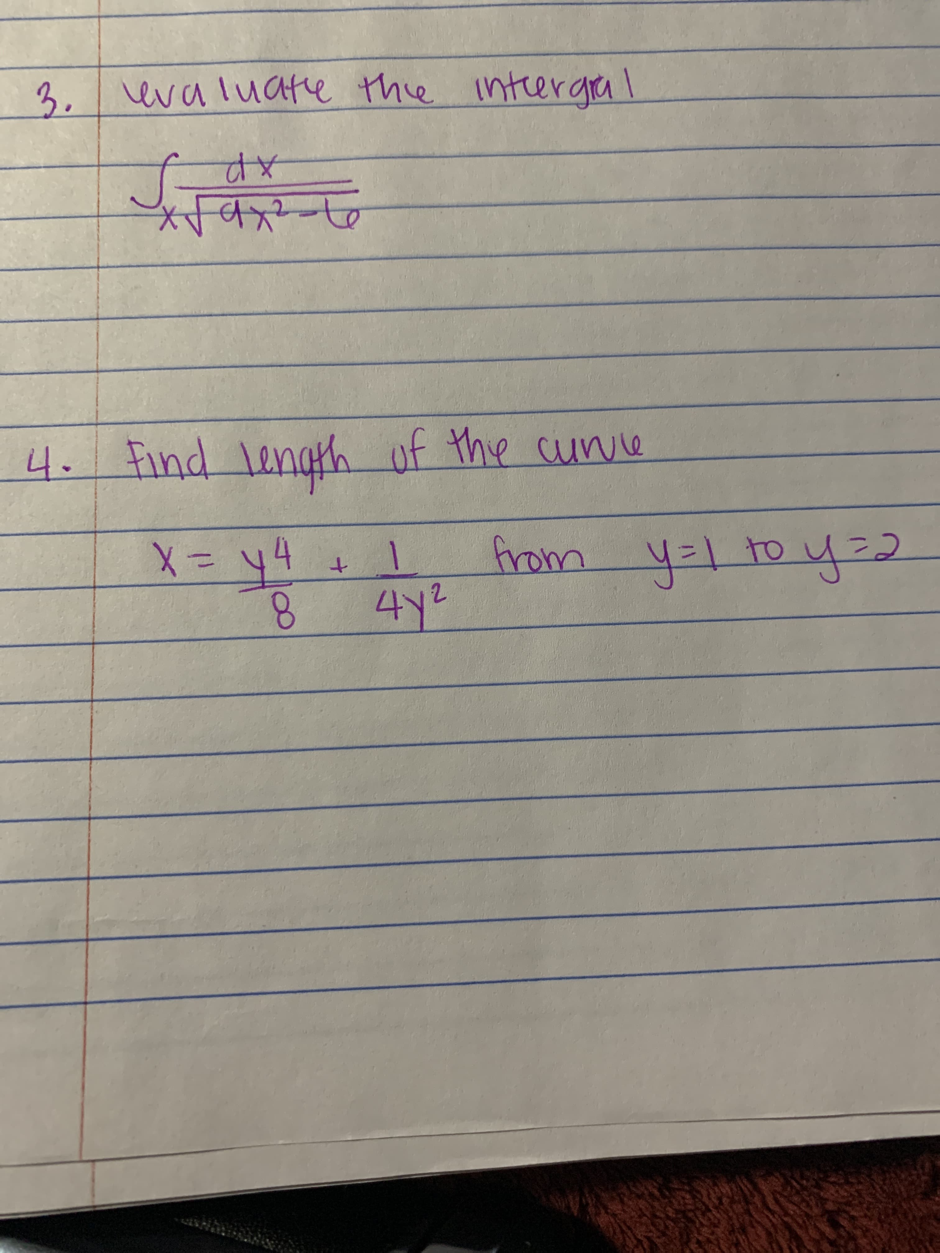 4. find length of thie cune
from 4=1 to y2
41
