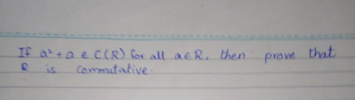 If a+a e CLR) for all aeR. then
Commutative.
prove that
is
