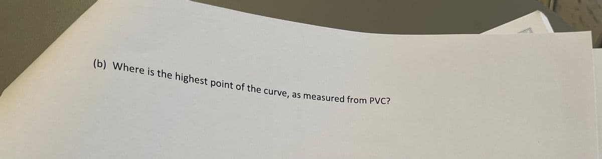 (b) Where is the highest point of the curve, as measured from PVC?