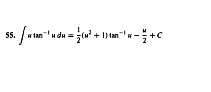 a tan-" u du = 3u² + 1)tan-" u - +C
55.
