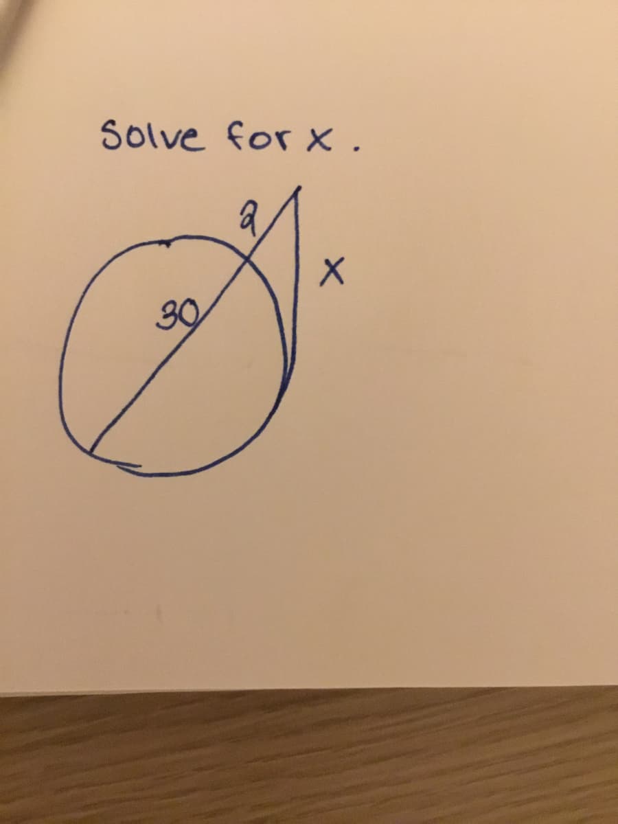 Solve for x .
30
