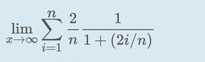 lim
X→∞
n
W
i=1
1
n 1+ (2i/n)
2