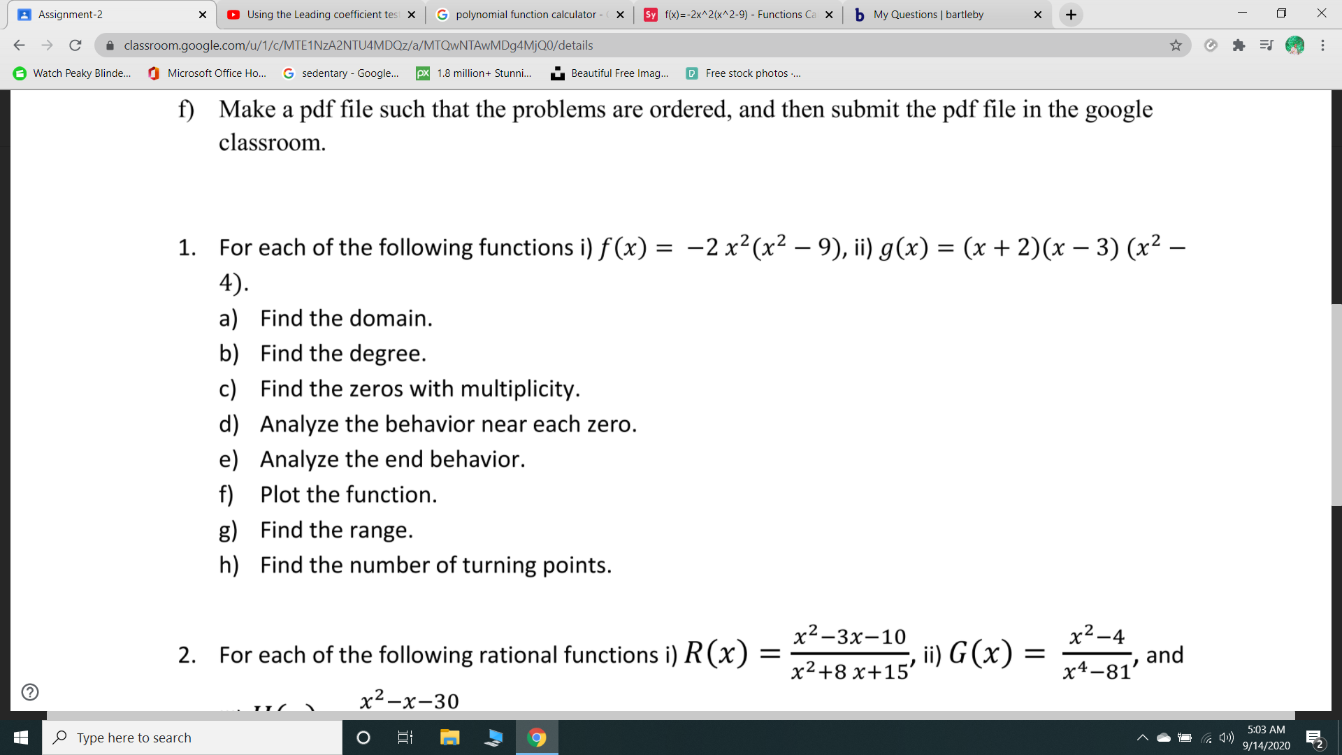 h) Find the number of turning points.
