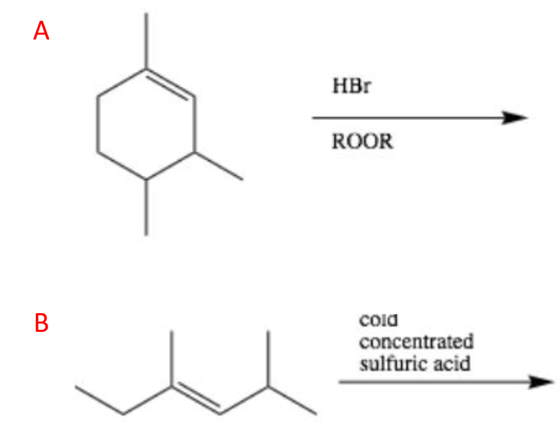 А
HBr
ROOR
В
Cold
concentrated
sulfuric acid
