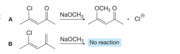 CI
OCH3 O
NaOCH3
+
A
CI
NaOCH3
No reaction
В
