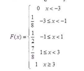 0 x<-3
1
-3 Sx<-1
F(x) =1
1
-15x<1
13x< 3
1 x2 3
