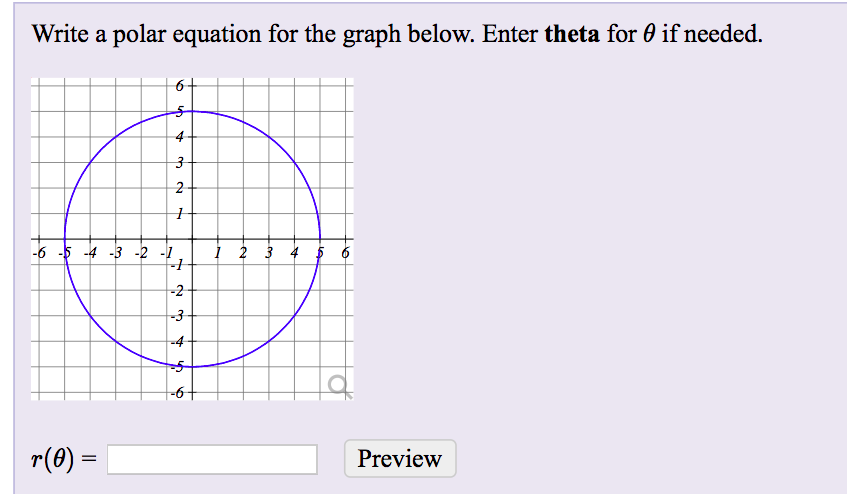 Write a polar equation for the graph below. Enter theta for θ if needed.
-4
r(0)
Preview
