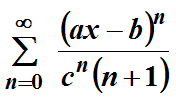 (ax – by"
Σ
c" (n+1)
n=0
