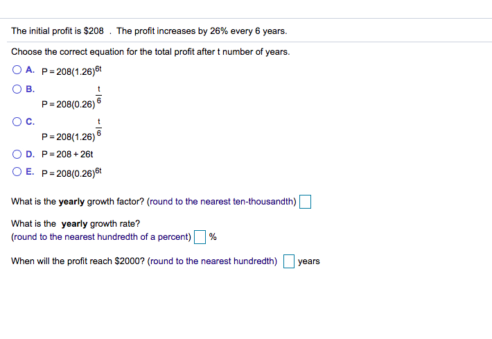 e profit increases by 26% every 6 years.
