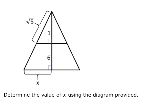 V5.
Determine the value of x using the diagram provided.
