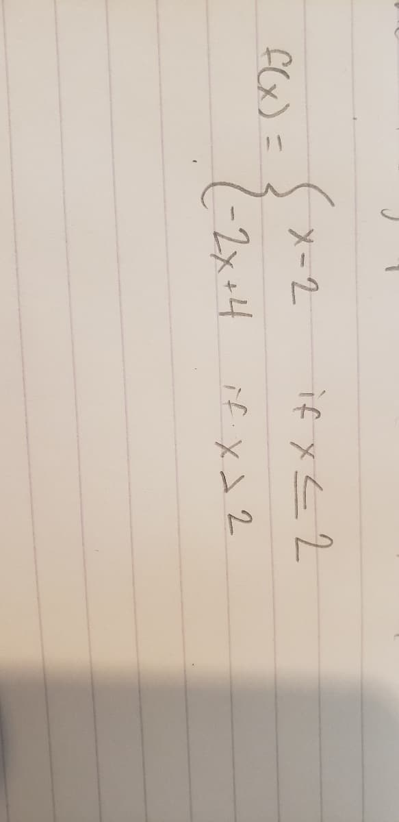 メ-2
if x< 2
f(x) =
7-2x+4 if xx 2
