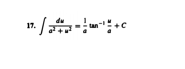 du
1
tan
17.
a2 + u?
