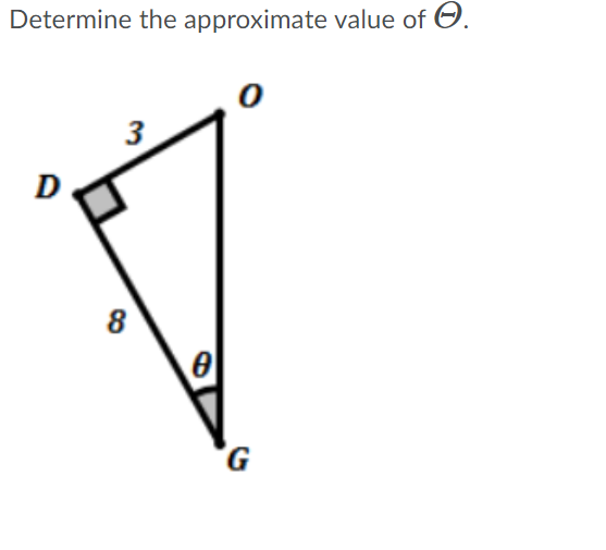 Determine the approximate value of O.
3
8
G.
