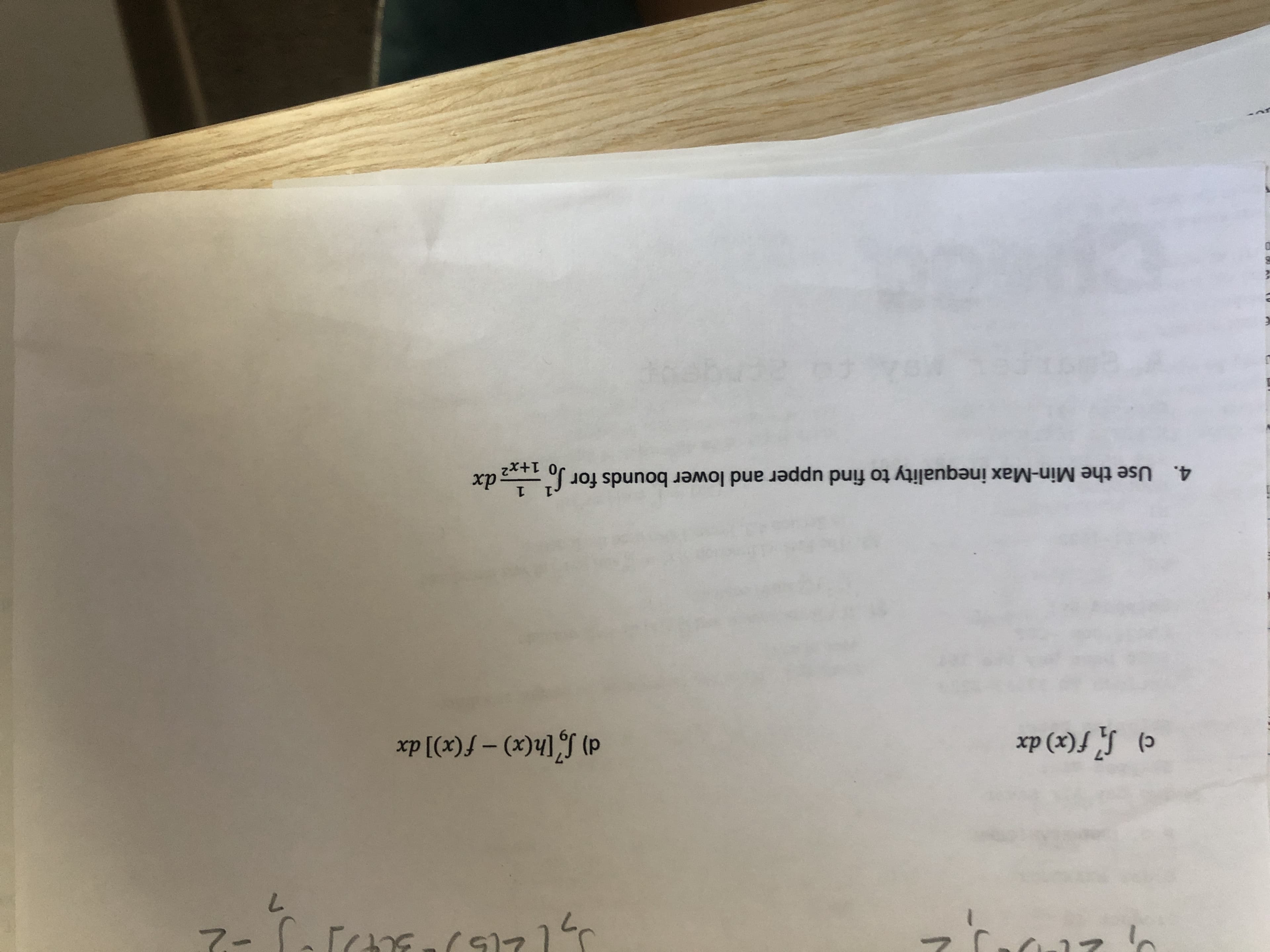 1.
4. Use the Min-Max inequality to find upper and lower bounds for dx
1+x2
