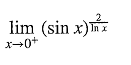 2
lim (sin x) Inx
x→0+